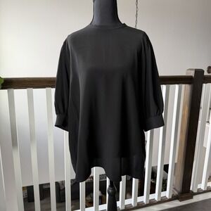 LILYSILK 100% Mulberry Silk Short Sleeve Rib Cuff  Shirt Sz XXL Quiet Luxury Top